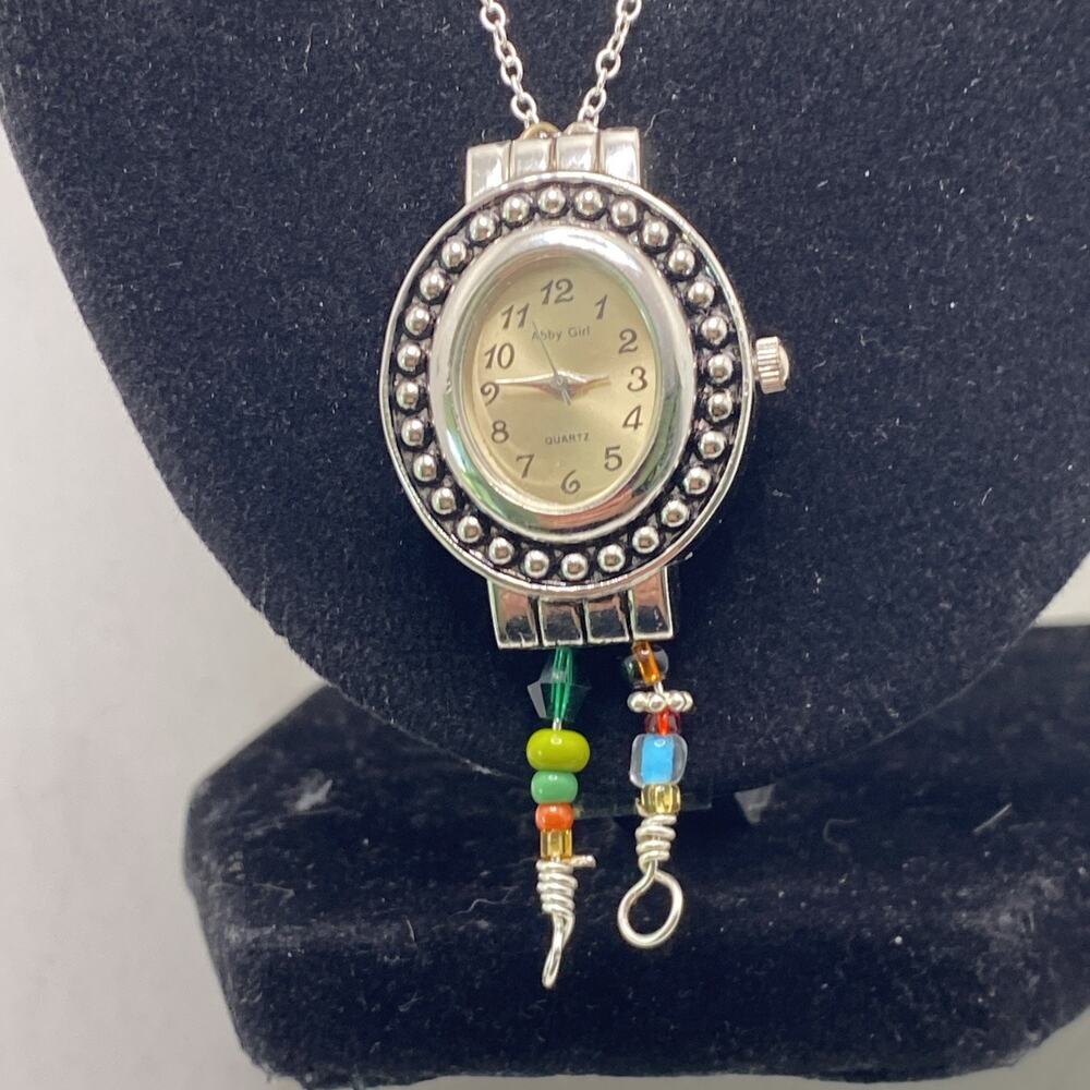 Womens Custom Beaded Necklace Watch Works New Battery